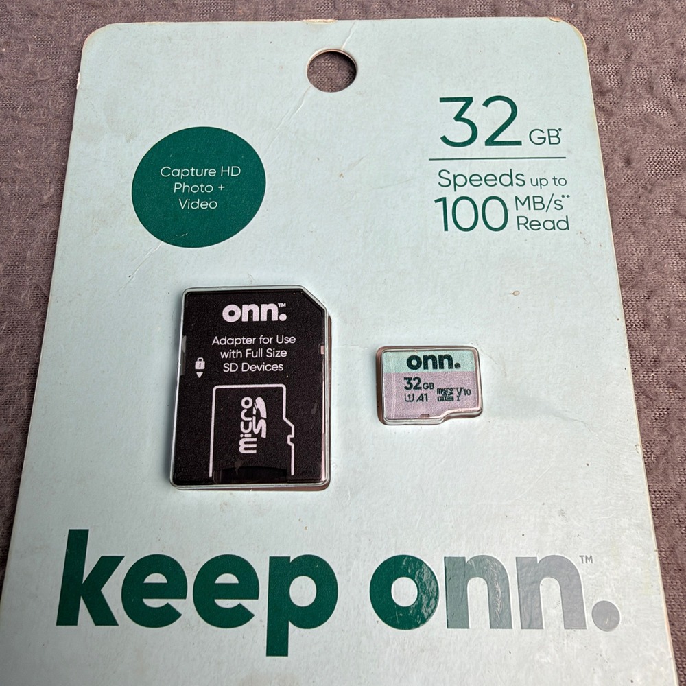 onn. 32GB microSDHC Memory Card with SD Adapter Class 10 U1 V10 A1 100MB/s